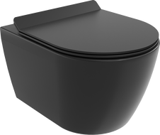 Mexen Carmen Rimless toilet bowl with a slim soft close toilet seat, Thermosetting polymer, Black matt - 30880185