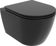 Mexen Carmen Rimless toilet bowl with a slim soft close toilet seat, Thermosetting polymer, Black matt - 30881085