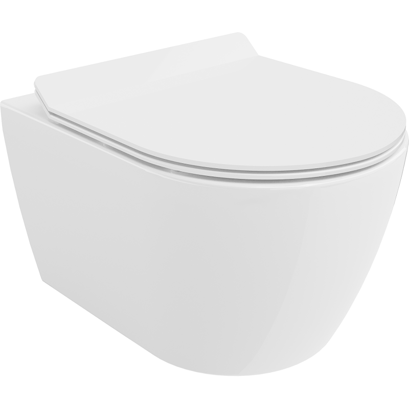 Mexen Carmen Rimless WC Bowl with Slow-Closing Slim Seat, Duroplast, Glossy White - 30880100
