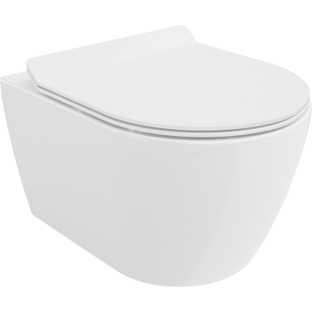 Mexen Carmen Rimless toilet bowl with a slim soft close toilet seat, Thermosetting polymer, White - 30880100