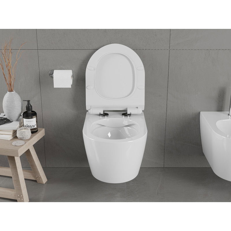 Mexen Carmen Rimless WC Bowl with Slow-Closing Slim Seat, Duroplast, Glossy White - 30880100