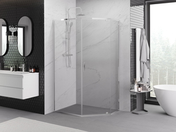 Mexen Exo pentagonal hinged shower enclosure 90 x 80 cm, transparent, chrome - 812-090-080-01-00