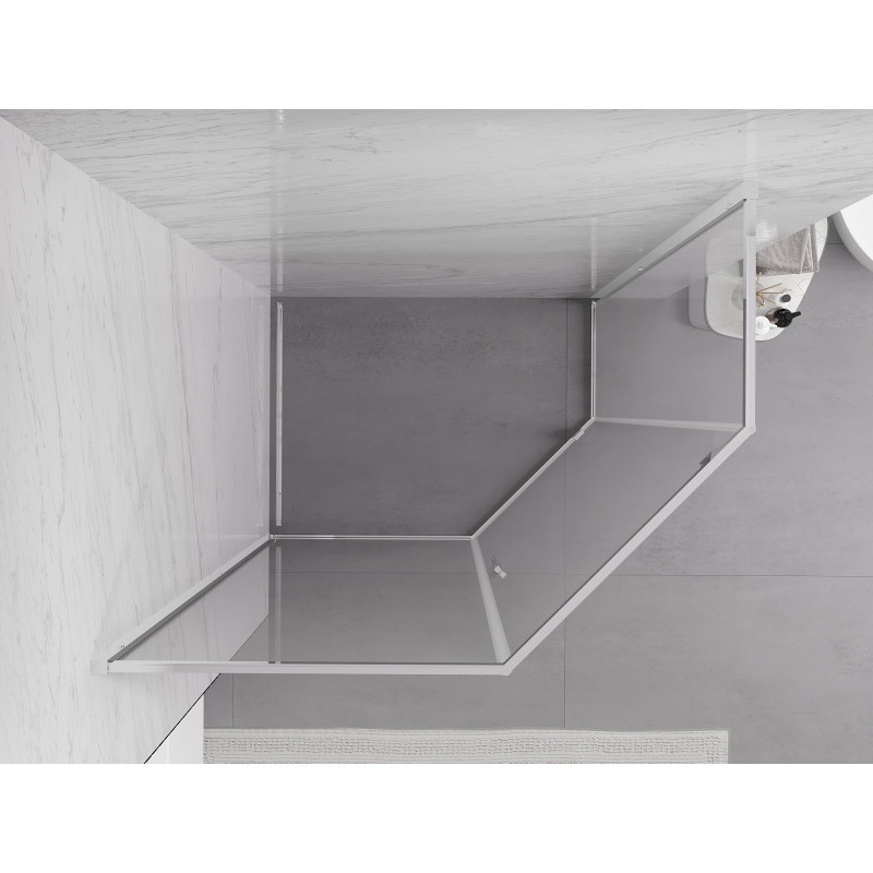 Mexen Exo-R pentagonal hinged shower cabin 90 x 80 cm, transparent, chrome - 812-090-080-01-00
