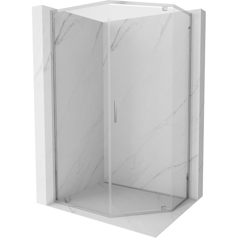 Mexen Exo-R pentagonal hinged shower cabin 90 x 80 cm, transparent, chrome - 812-090-080-01-00