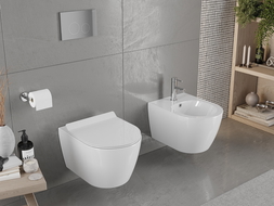 Mexen Carmen Rimless toilet bowl with a slim soft close toilet seat, Thermosetting polymer, White - 30880100