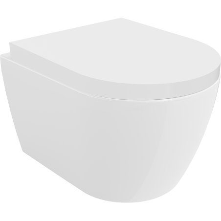 Mexen Carmen Rimless toilet bowl with a hard soft close toilet seat, Thermosetting polymer, White - 30880200