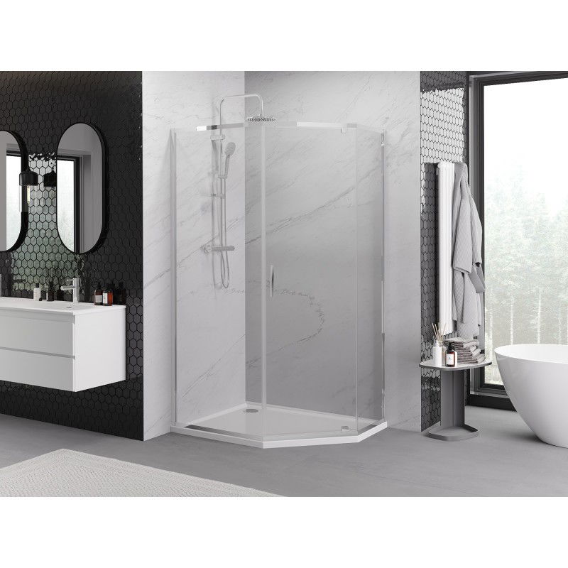 Mexen Exo Pentagonal Shower Enclosure 100 x 90 cm, Transparent, Chrome - 812-100-090-01-00