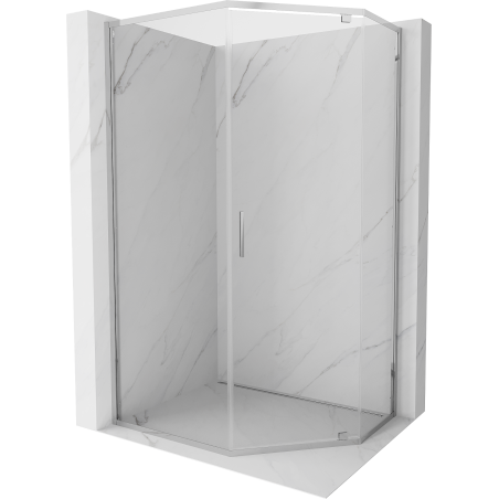 Mexen Exo-R Pentagonal Hinged Shower Cabin 100 x 90 cm, Transparent, Chrome - 812-100-090-01-00