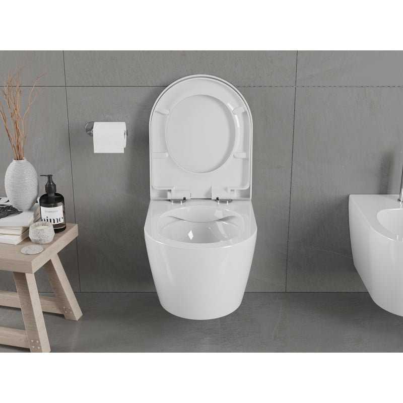 Mexen Carmen Rimless toilet bowl with slow-close seat, hard duroplast, white gloss - 30880200