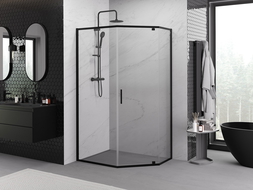 Mexen Exo Pentagonal Swing Shower Cabin 90 x 80 cm, Transparent, Black - 812-090-080-70-00