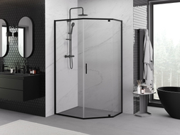 Mexen Exo-R pentagonal swing shower cabin 90 x 80 cm, transparent, black - 812-090-080-70-00