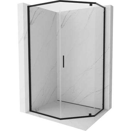 Mexen Exo Pentagonal Swing Shower Cabin 90 x 80 cm, Transparent, Black - 812-090-080-70-00