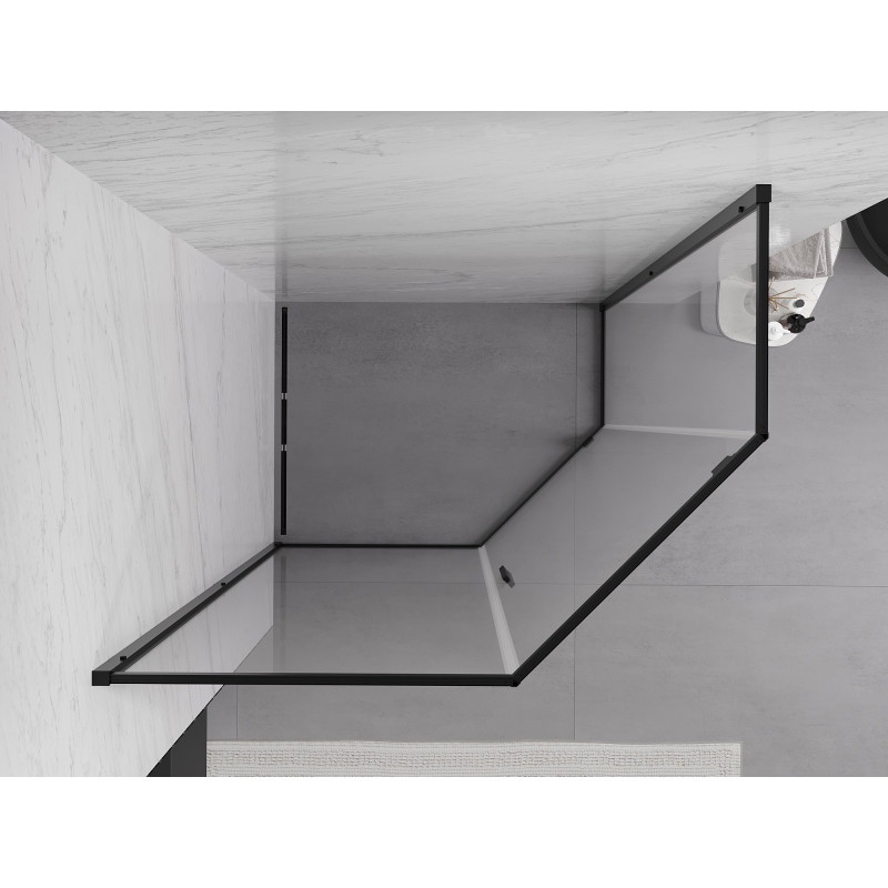 Mexen Exo-R pentagonal pivot shower cabin 100 x 80 cm, transparent, black - 812-100-080-70-00