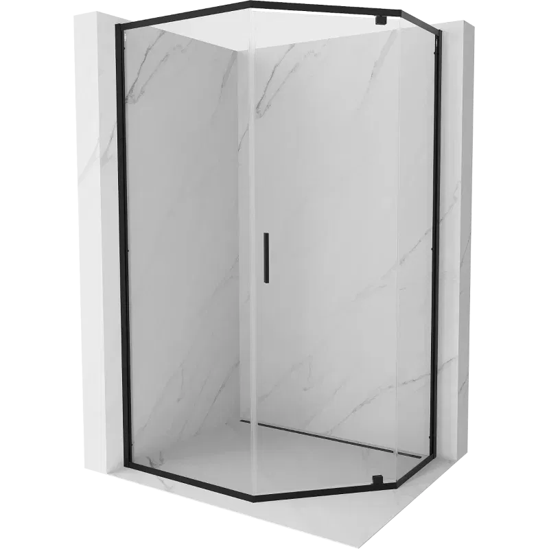 Mexen Exo pentagonal pivot shower cabin 100 x 80 cm, transparent, black - 812-100-080-70-00