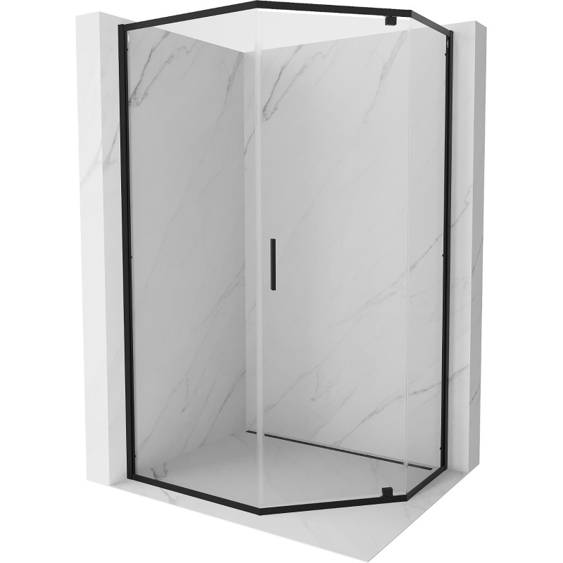 Mexen Exo-R pentagonal hinged shower cabin 100 x 90 cm, transparent, black - 812-100-090-70-00