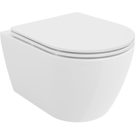 Mexen Carmen Rimless toilet bowl with a slim soft close toilet seat, Thermosetting polymer, White - 30880300