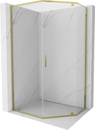Mexen Exo-R pentagon-shaped shower enclosure with hinged door 90 x 80 cm, transparent, gold - 812-090-080-50-00