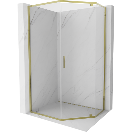Mexen Exo pentagonal hinged shower cabin 100 x 80 cm, transparent, gold - 812-100-080-50-00