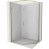 Mexen Exo-R pentagonal shower enclosure with pivot door 100 x 80 cm, transparent, gold - 812-100-080-50-00