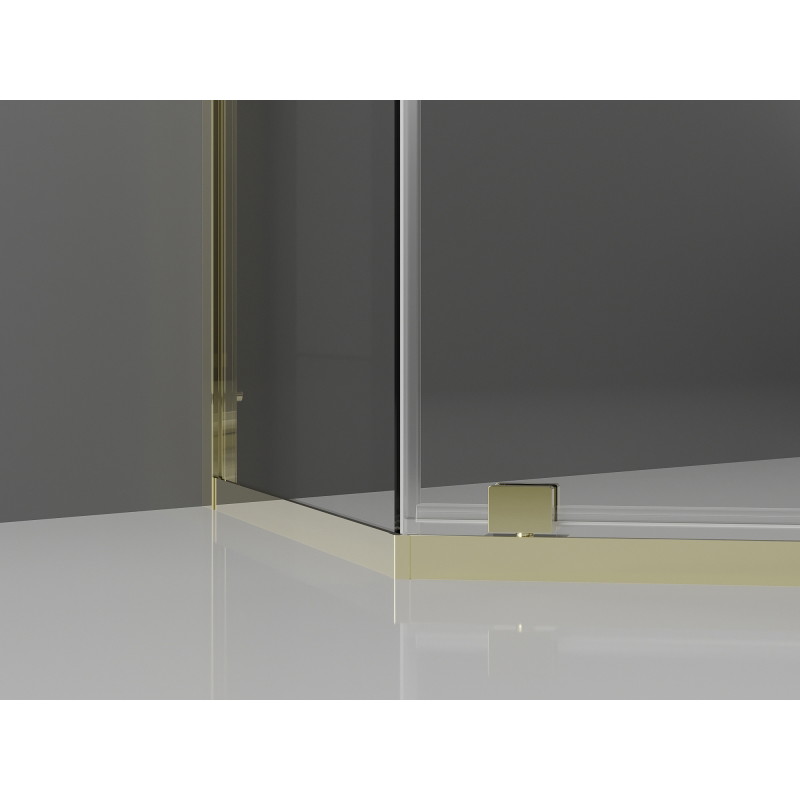 Mexen Exo-R pentagonal hinged shower cabin 100 x 90 cm, transparent, gold - 812-100-090-50-00