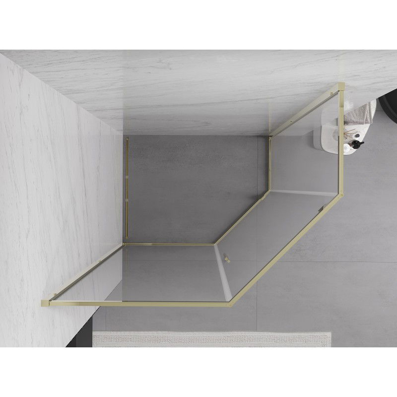 Mexen Exo Pentagonal Hinged Shower Enclosure 100 x 90 cm, Transparent, Gold - 812-100-090-50-00
