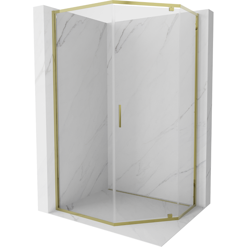 Mexen Exo Pentagonal Hinged Shower Enclosure 100 x 90 cm, Transparent, Gold - 812-100-090-50-00
