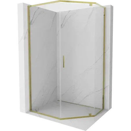 Mexen Exo Pentagonal Hinged Shower Enclosure 100 x 90 cm, Transparent, Gold - 812-100-090-50-00