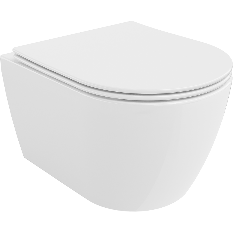 Mexen Carmen Rimless toilet bowl with a slim soft close toilet seat, Thermosetting polymer, White - 30880400
