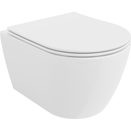 Mexen Carmen Rimless toilet bowl with a slim soft close toilet seat, Thermosetting polymer, White - 30880400