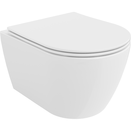Mexen Carmen rimless WC bowl with slim soft-close seat, duroplast, white gloss - 30880400