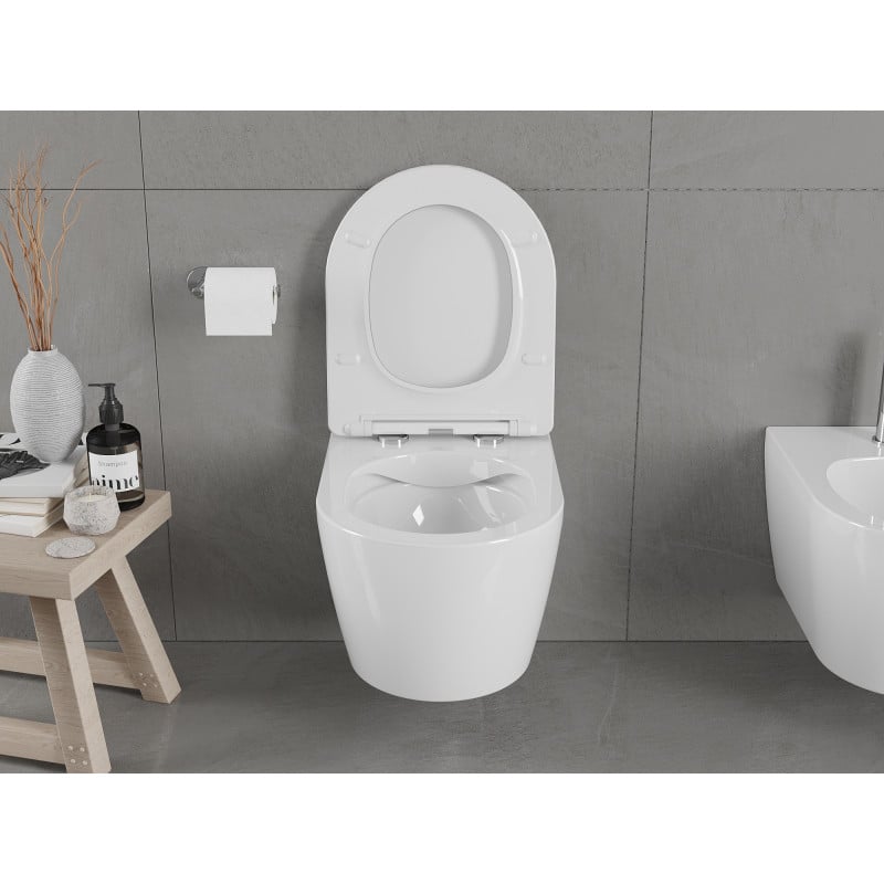 Mexen Carmen Rimless WC Bowl with Soft-Close Slim Seat, Duroplast, White Gloss - 30880400