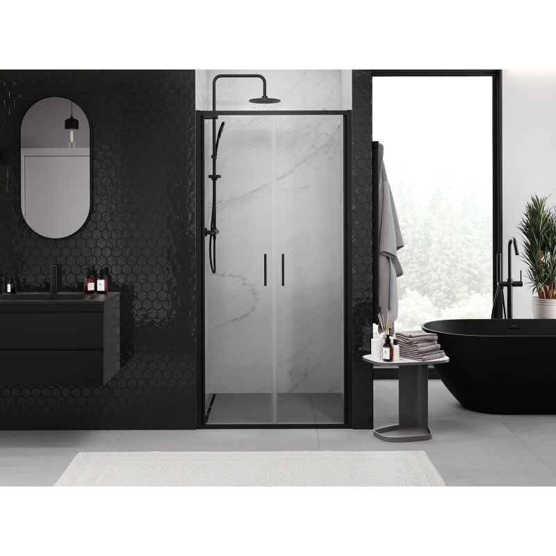 Mexen Exo double hinged shower doors 110 cm, transparent, black - 814-110-000-70-00