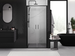 Mexen Exo-B Duo double hinged shower door 110 cm, transparent, black - 814-110-000-70-00