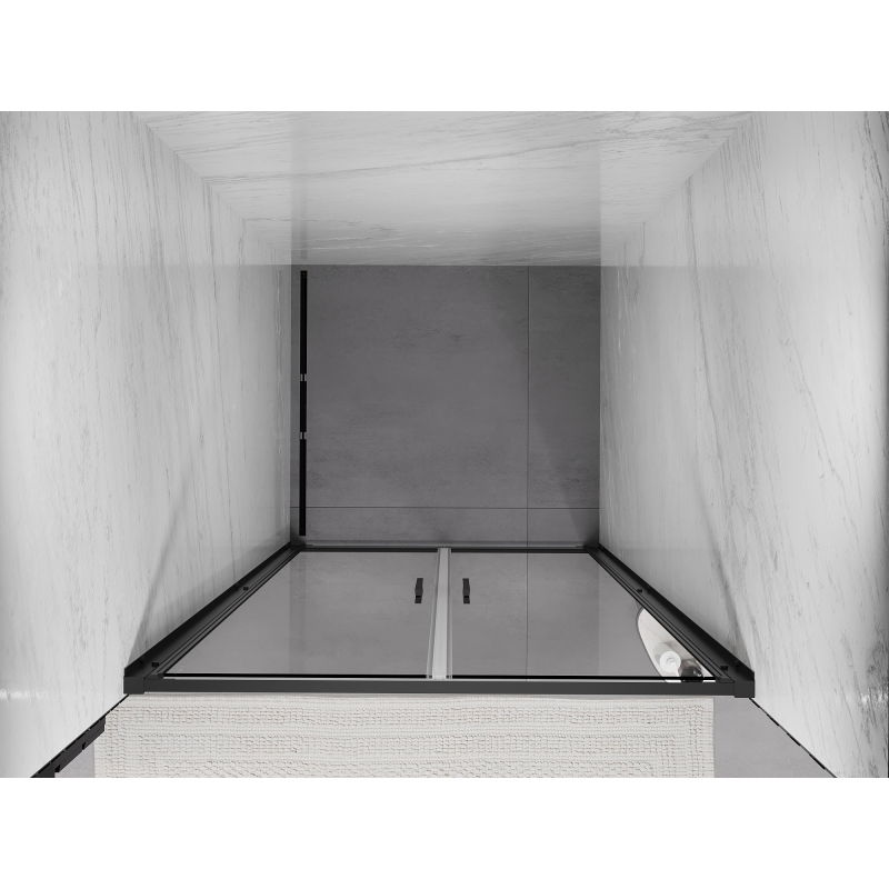 Mexen Exo double hinged shower doors 110 cm, transparent, black - 814-110-000-70-00