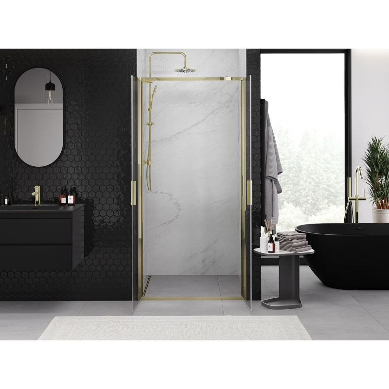 Mexen Exo double hinged shower door 110 cm, transparent, gold - 814-110-000-50-00