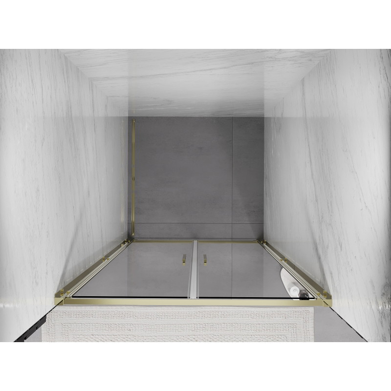 Mexen Exo-B Duo double hinged shower door 110 cm, transparent, gold - 814-110-000-50-00