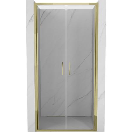 Mexen Exo-B Duo double hinged shower door 110 cm, transparent, gold - 814-110-000-50-00