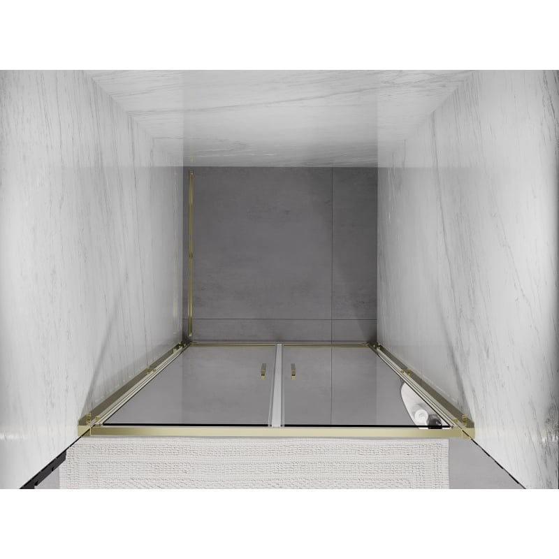 Mexen Exo double hinged shower door 120 cm, transparent, gold - 814-120-000-50-00