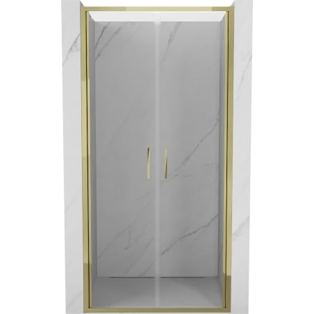 Mexen Exo double hinged shower door 120 cm, transparent, gold - 814-120-000-50-00