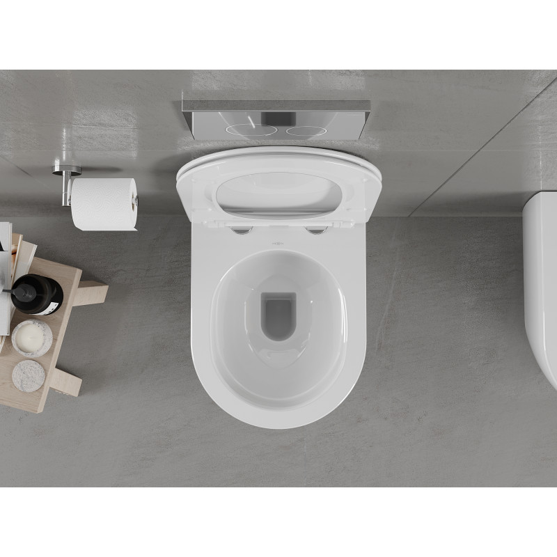 Mexen Carmen rimless WC bowl with slim soft-close seat, duroplast, white gloss - 30880400