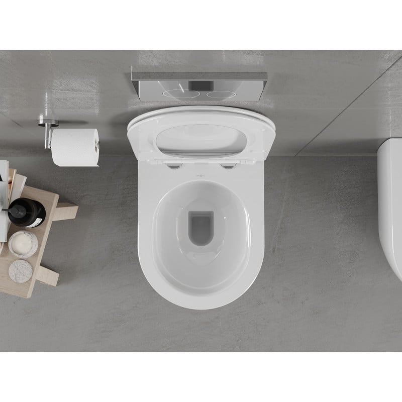 Mexen Carmen Rimless WC Bowl with Soft-Close Slim Seat, Duroplast, White Gloss - 30880400