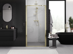 Mexen Exo-F folding shower door 110 cm, transparent, gold - 816-110-000-50-00