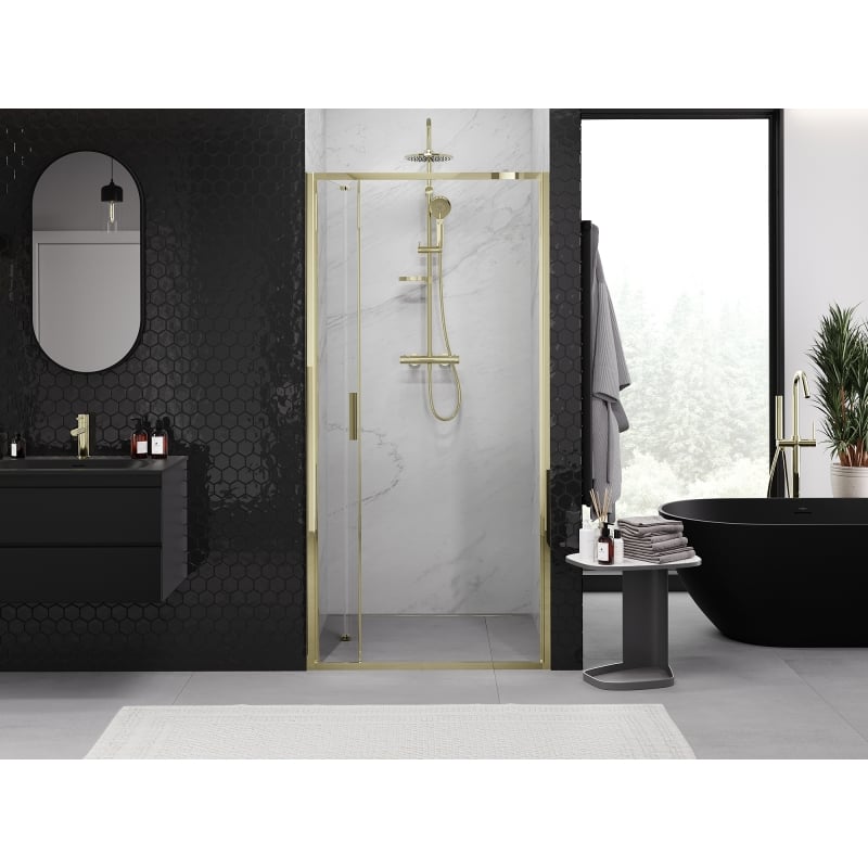 Mexen Exo folding shower door 110 cm, transparent, gold - 816-110-000-50-00