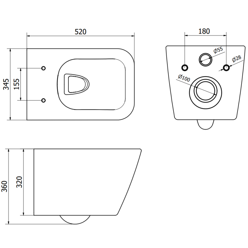 Mexen Cube Rimless Toilet Bowl with Slim Soft-Close Seat, Duroplast, White Gloss - 30924000