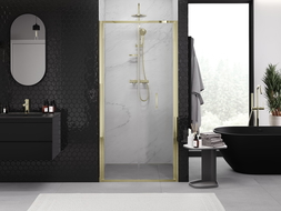 Mexen Exo folding shower door 120 cm, transparent, gold - 816-120-000-50-00