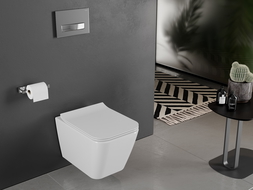 Mexen Cube Rimless toilet bowl with a slim soft close toilet seat, Thermosetting polymer, White - 30924000