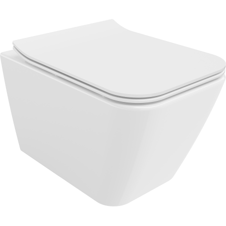 Mexen Cube Rimless Toilet Bowl with Slim Soft-Close Seat, Duroplast, White Gloss - 30924000