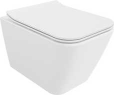 Mexen Cube Rimless toilet bowl with soft-close slim seat, duroplast, glossy white - 30924000