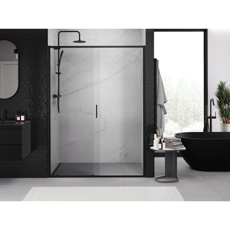 Mexen Exo sliding shower doors 200 cm, transparent, black - 8151-200-000-70-00