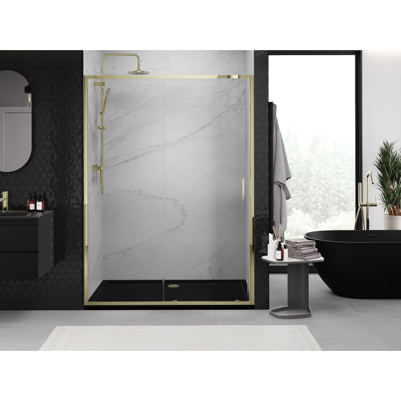 Mexen Exo sliding shower door 170 cm, transparent, gold - 8151-170-000-50-00